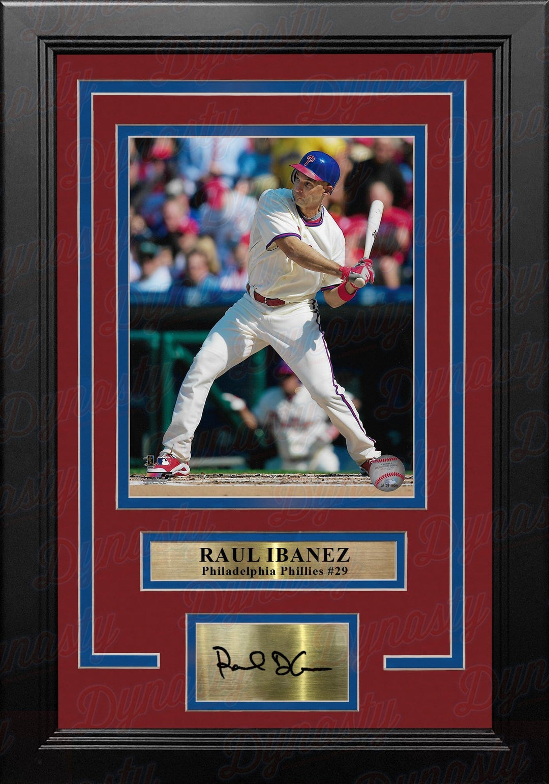 Dynasty Sports & Framing Engraved Signatures Raul Ibanez in Action Philadelphia Phillies 8" x 10" Framed Baseball Photo with Engraved Autograph