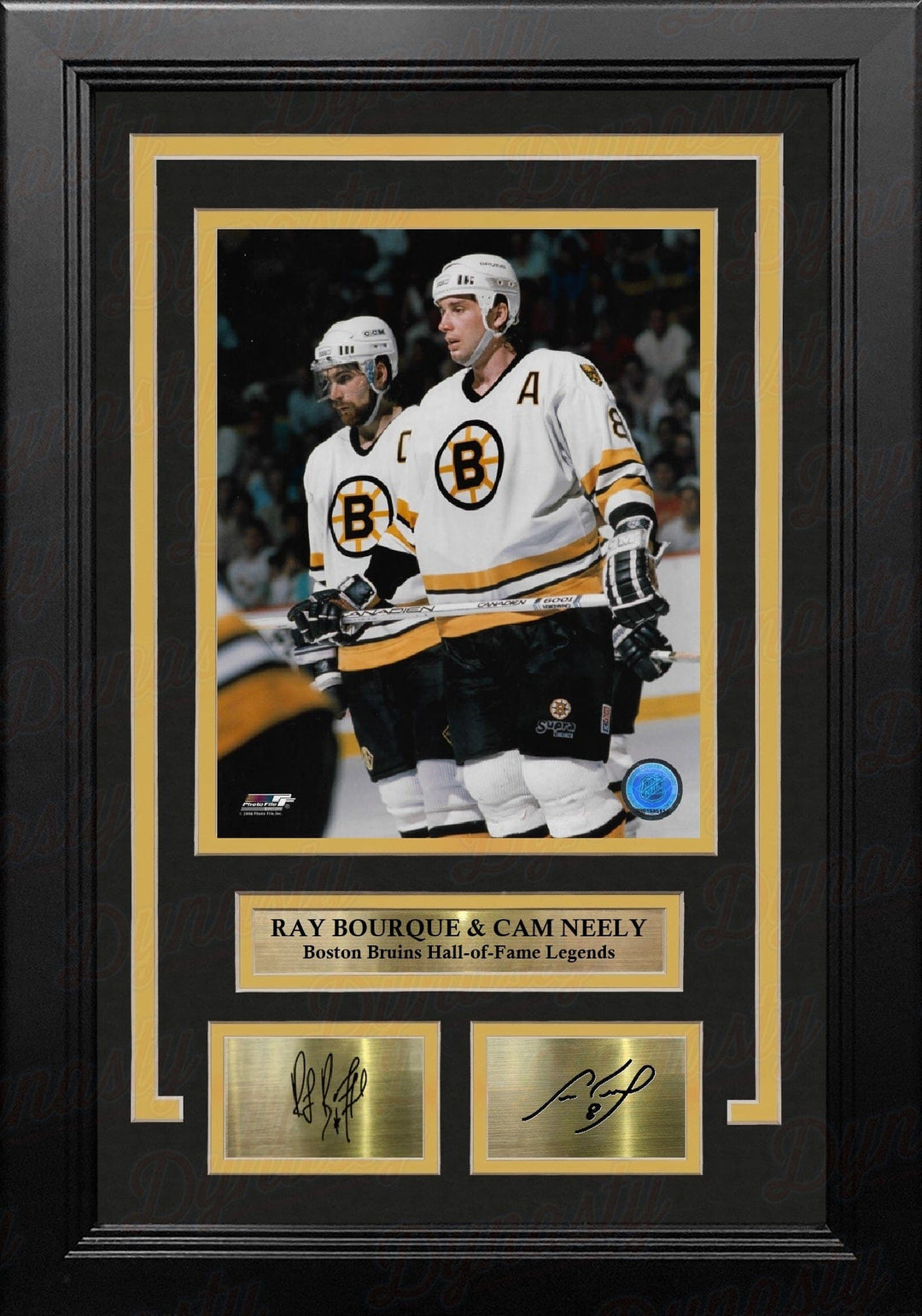 Dynasty Sports & Framing Engraved Signatures Ray Bourque & Cam Neely Boston Bruins 8" x 10" Framed Hockey Photo with Engraved Autographs