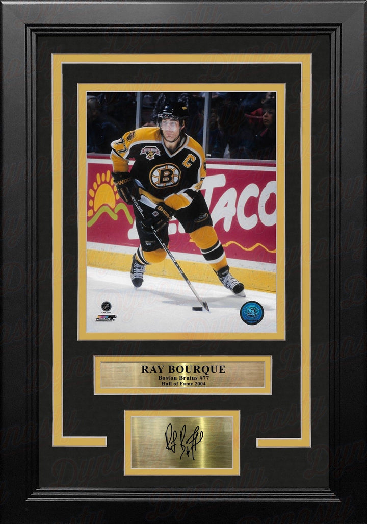 Dynasty Sports & Framing Engraved Signatures Ray Bourque in Black Boston Bruins 8" x 10" Framed Hockey Photo with Engraved Autograph
