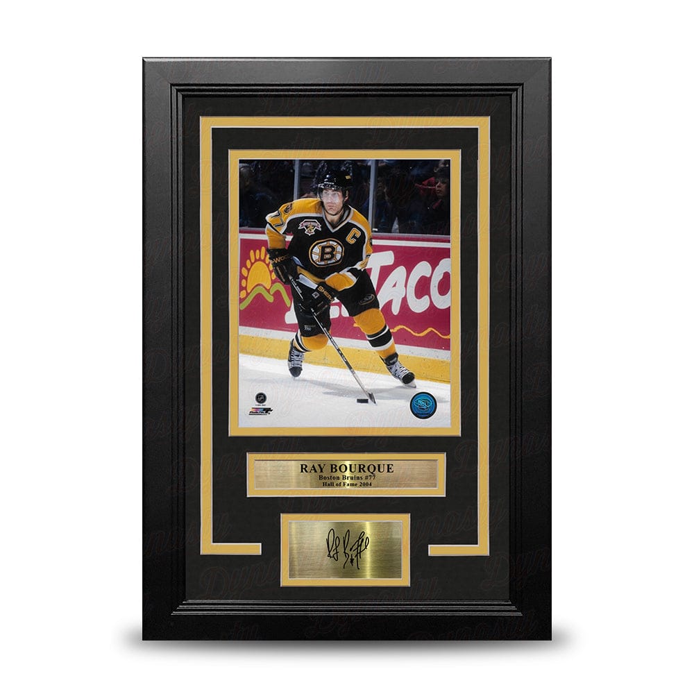 Dynasty Sports & Framing Engraved Signatures Ray Bourque in Black Boston Bruins 8" x 10" Framed Hockey Photo with Engraved Autograph