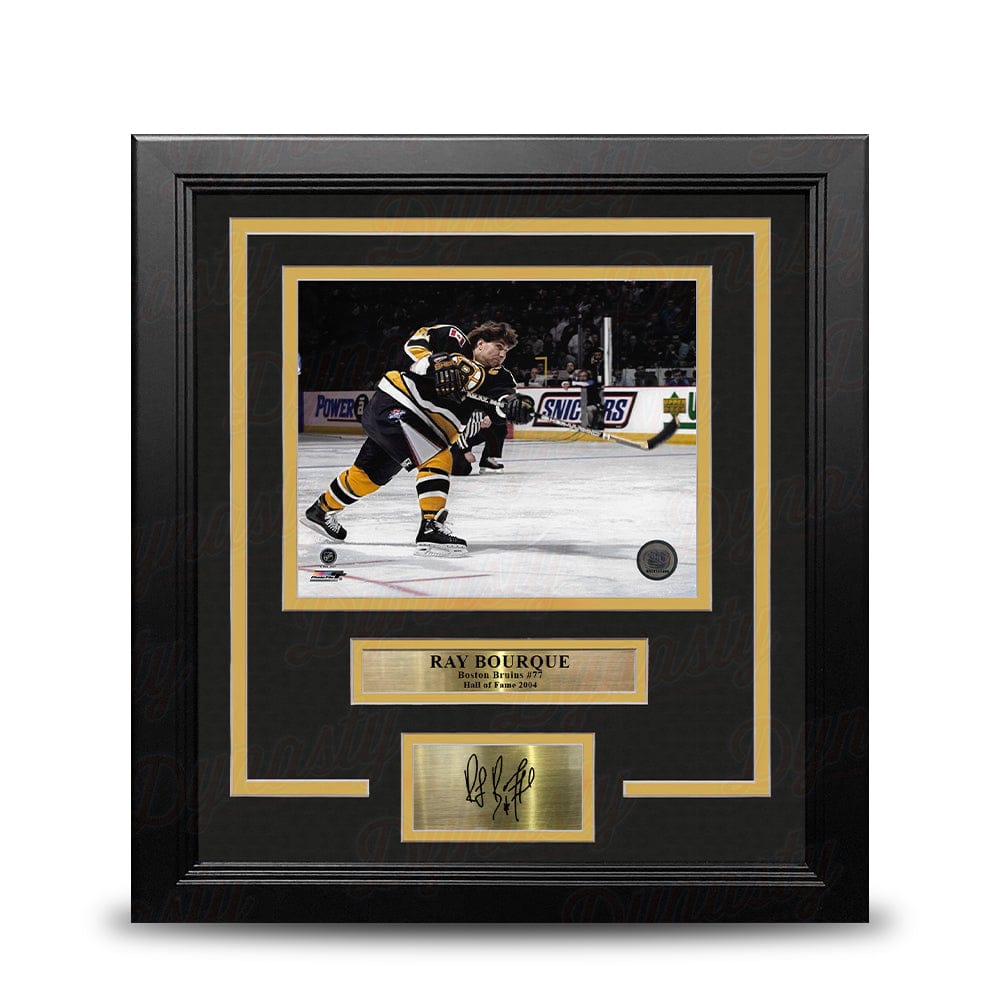 Dynasty Sports & Framing Engraved Signatures Ray Bourque Slapshot Boston Bruins 8" x 10" Framed Hockey Photo with Engraved Autograph