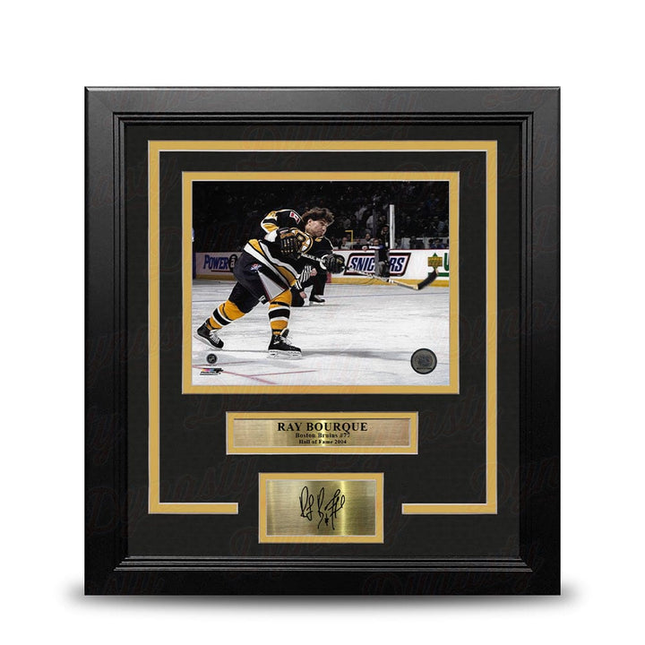 Dynasty Sports & Framing Engraved Signatures Ray Bourque Slapshot Boston Bruins 8" x 10" Framed Hockey Photo with Engraved Autograph