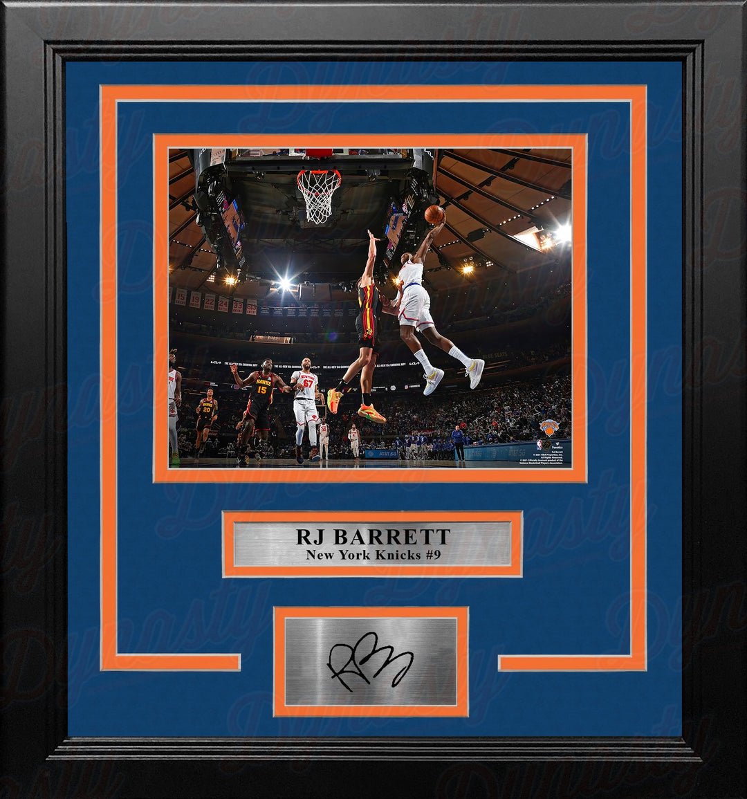 Dynasty Sports & Framing Engraved Signatures RJ Barrett Slam Dunk New York Knicks 8" x 10" Framed Basketball Photo with Engraved Autograph