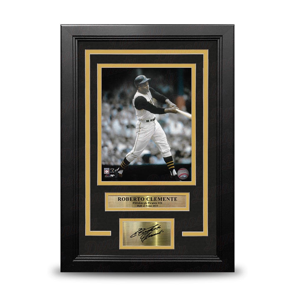 Dynasty Sports & Framing Engraved Signatures Roberto Clemente Swinging Action Pittsburgh Pirates 8" x 10" Framed Photo with Engraved Autograph