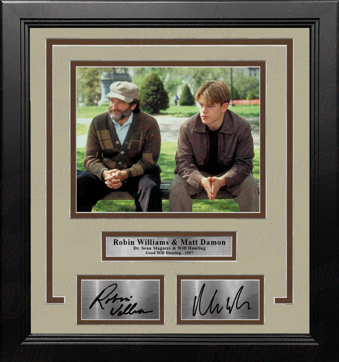 Dynasty Sports & Framing Engraved Signatures Robin Williams and Matt Damon Good Will Hunting 8" x 10" Framed Photo with Engraved Autographs