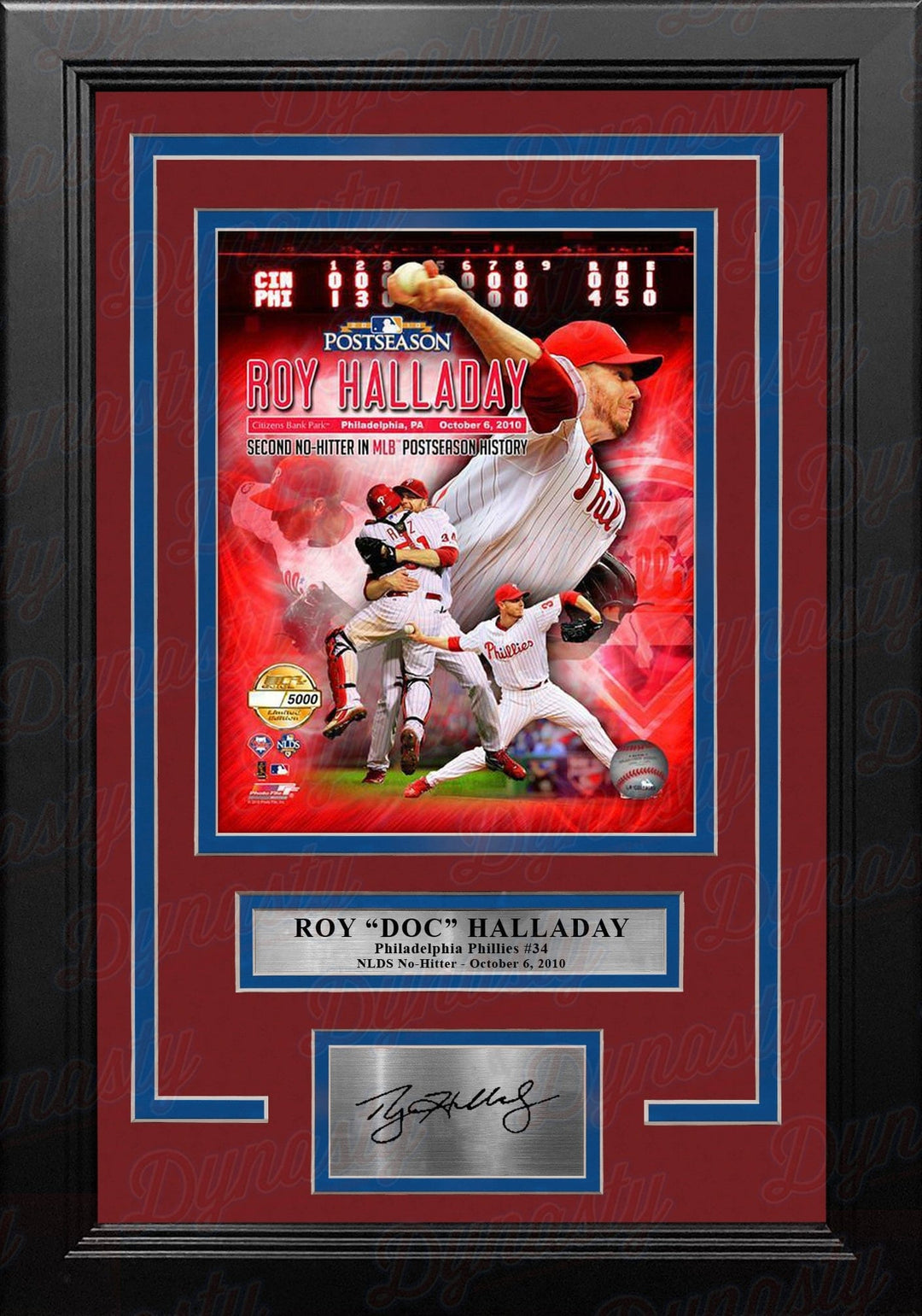 Dynasty Sports & Framing Engraved Signatures Roy Halladay Philadelphia Phillies No Hitter Collage 8" x 10" Framed Photo with Engraved Autograph