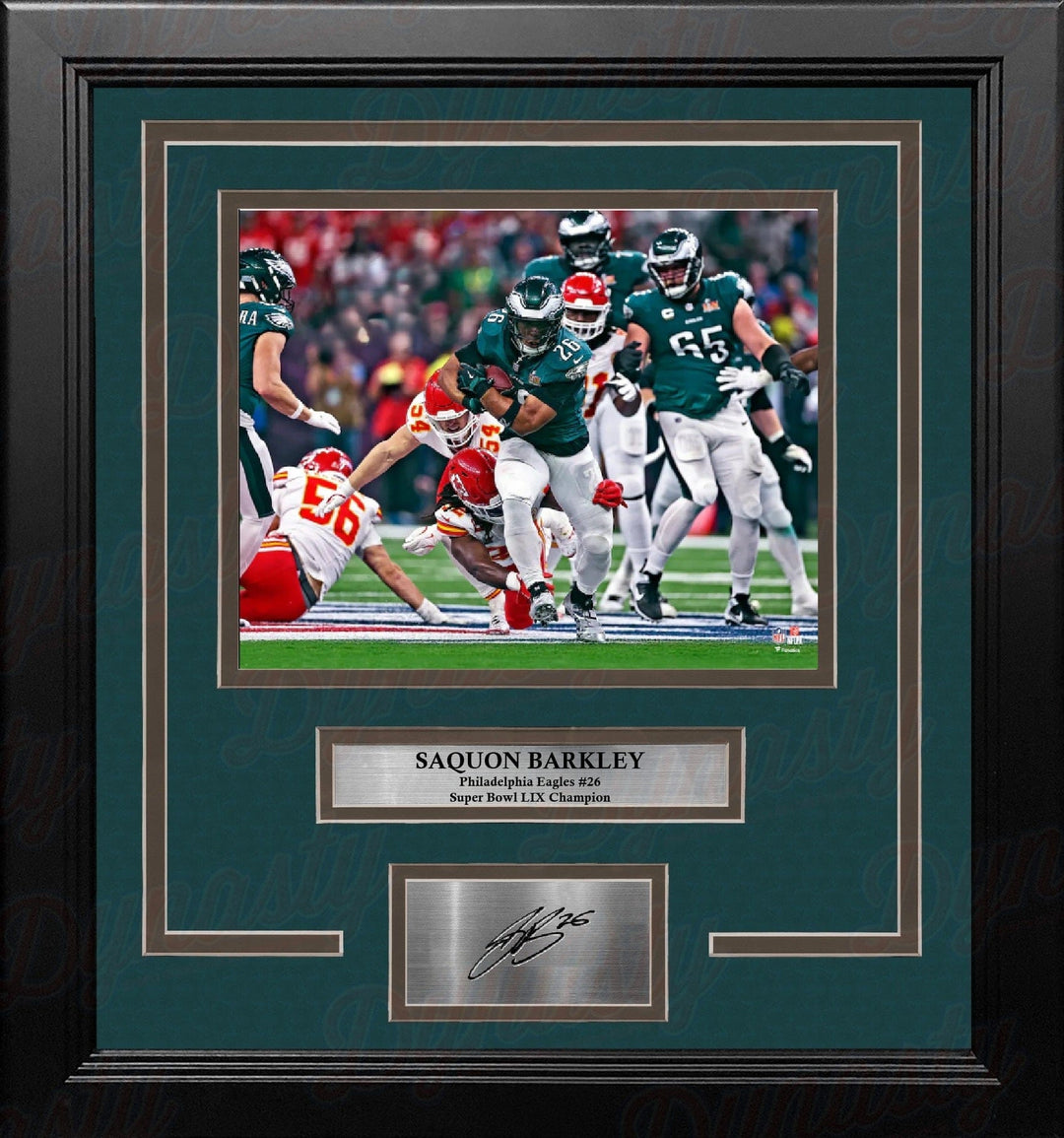 Dynasty Sports & Framing Engraved Signatures Saquon Barkley Super Bowl LIX Philadelphia Eagles 8" x 10" Framed Photo with Engraved Autograph