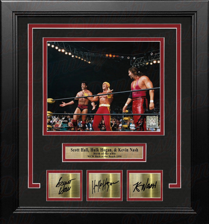 Dynasty Sports & Framing Engraved Signatures Scott Hall, Hulk Hogan, Kevin Nash Form the nWo 8x10 Framed Wrestling Photo with Engraved Autographs