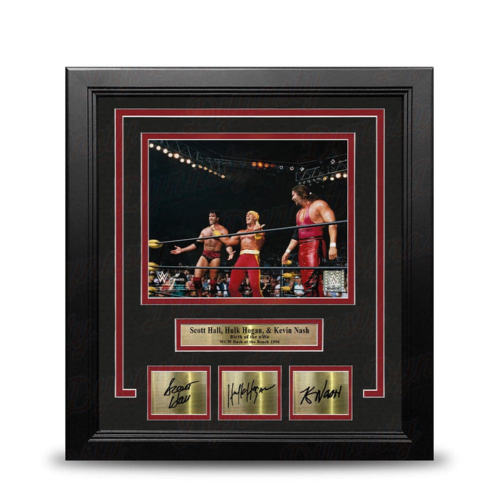 Dynasty Sports & Framing Engraved Signatures Scott Hall, Hulk Hogan, Kevin Nash Form the nWo 8x10 Framed Wrestling Photo with Engraved Autographs