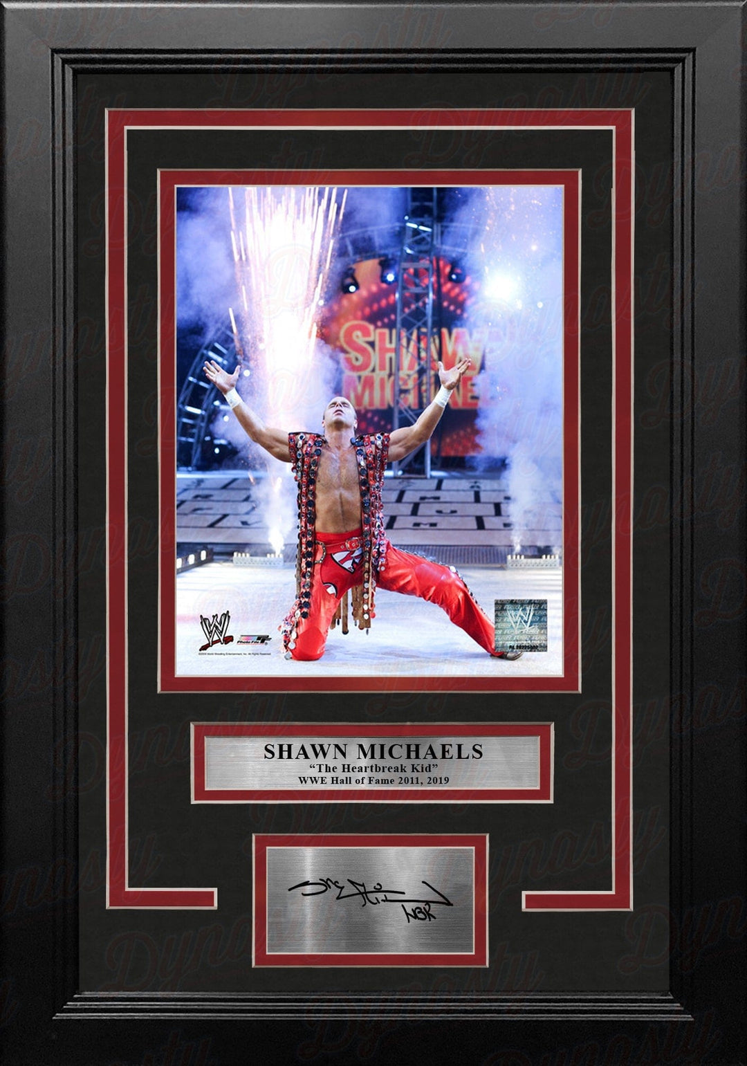 Dynasty Sports & Framing Engraved Signatures Shawn Michaels Pyro Entrance 8" x 10" Framed WWE Wrestling Photo with Engraved Autograph