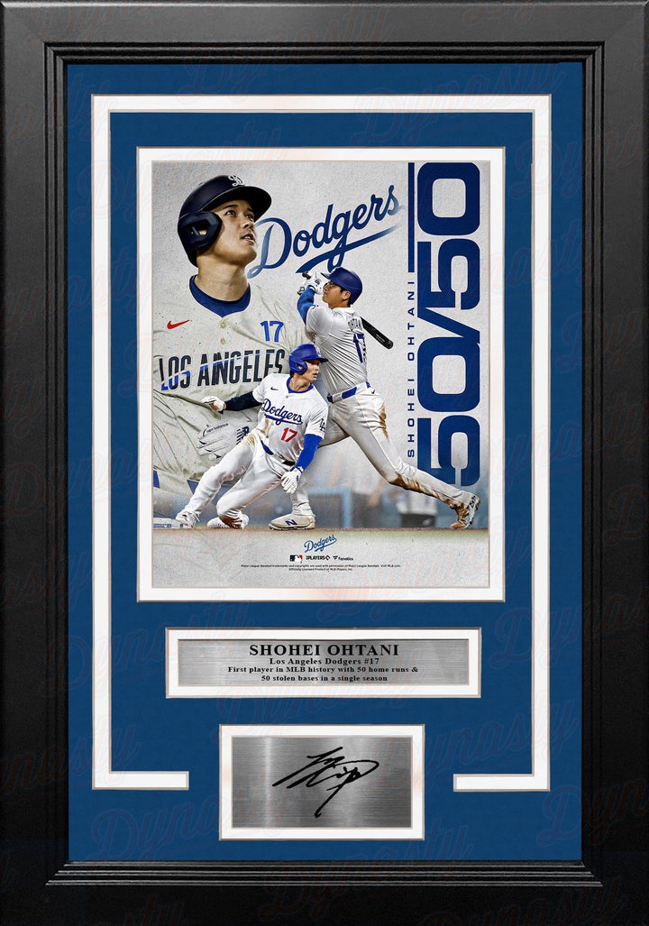 Dynasty Sports & Framing Engraved Signatures Shohei Ohtani 50-50 Season Record Los Angeles Dodgers 8" x 10" Framed Photo with Engraved Autograph