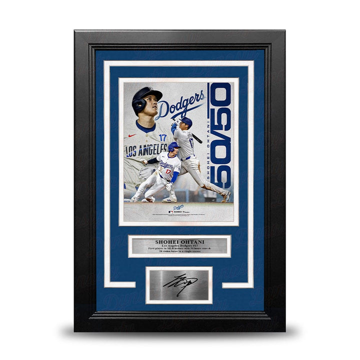 Dynasty Sports & Framing Engraved Signatures Shohei Ohtani 50-50 Season Record Los Angeles Dodgers 8" x 10" Framed Photo with Engraved Autograph