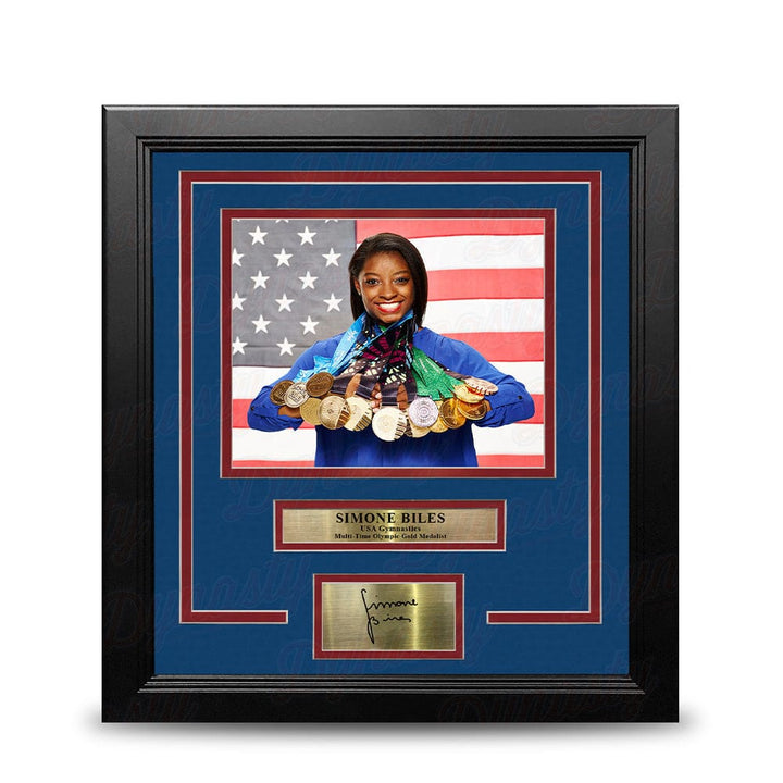 Dynasty Sports & Framing Engraved Signatures Simone Biles Gold Medals 8" x 10" Framed Olympics Photo with Engraved Autograph
