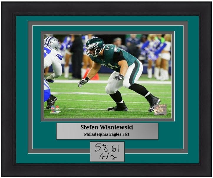 Dynasty Sports & Framing Engraved Signatures Stefen Wisniewski v. Cowboys Philadelphia Eagles 8x10 Framed Football Photo with Engraved Autograph