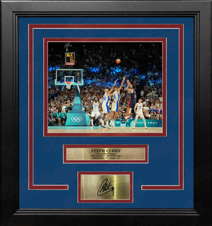 Dynasty Sports & Framing Engraved Signatures Steph Curry Golden Dagger 8" x 10" Framed Olympics Basketball Photo with Engraved Autograph