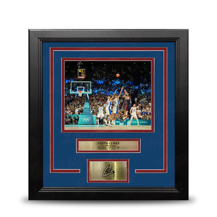 Dynasty Sports & Framing Engraved Signatures Steph Curry Golden Dagger 8" x 10" Framed Olympics Basketball Photo with Engraved Autograph