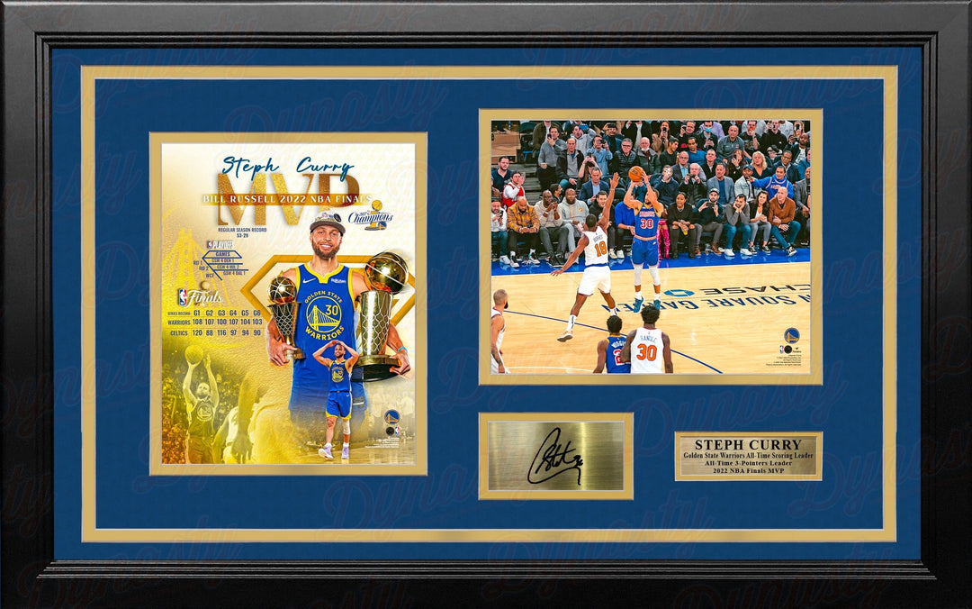 Dynasty Sports & Framing Engraved Signatures Steph Curry Golden State Warriors 2022 NBA Champions Framed Photo Collage with Engraved Autograph