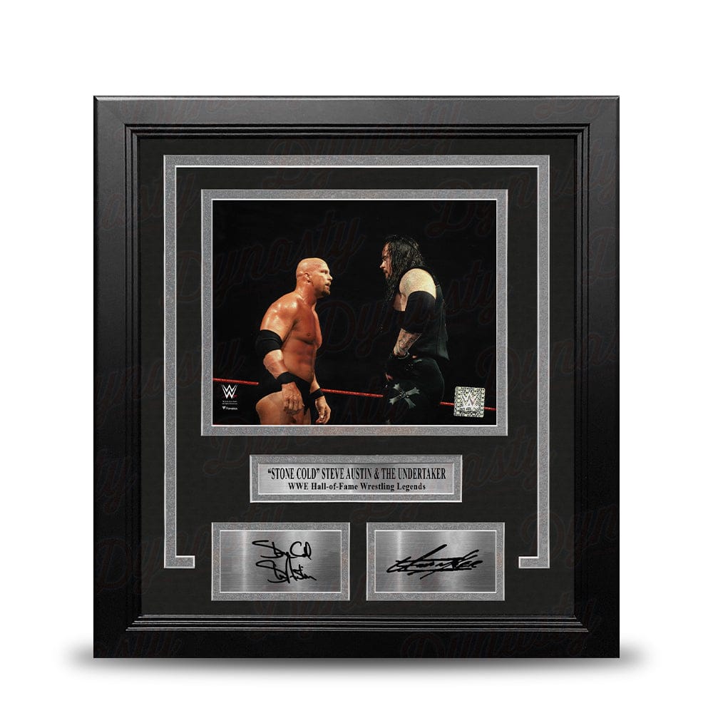 Dynasty Sports & Framing Engraved Signatures Stone Cold Steve Austin & The Undertaker 8x10 Framed WWE Wrestling Photo with Engraved Autographs