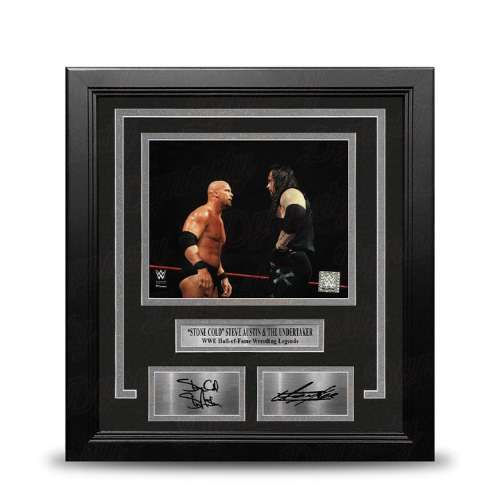 Dynasty Sports & Framing Engraved Signatures Stone Cold Steve Austin & The Undertaker 8x10 Framed WWE Wrestling Photo with Engraved Autographs