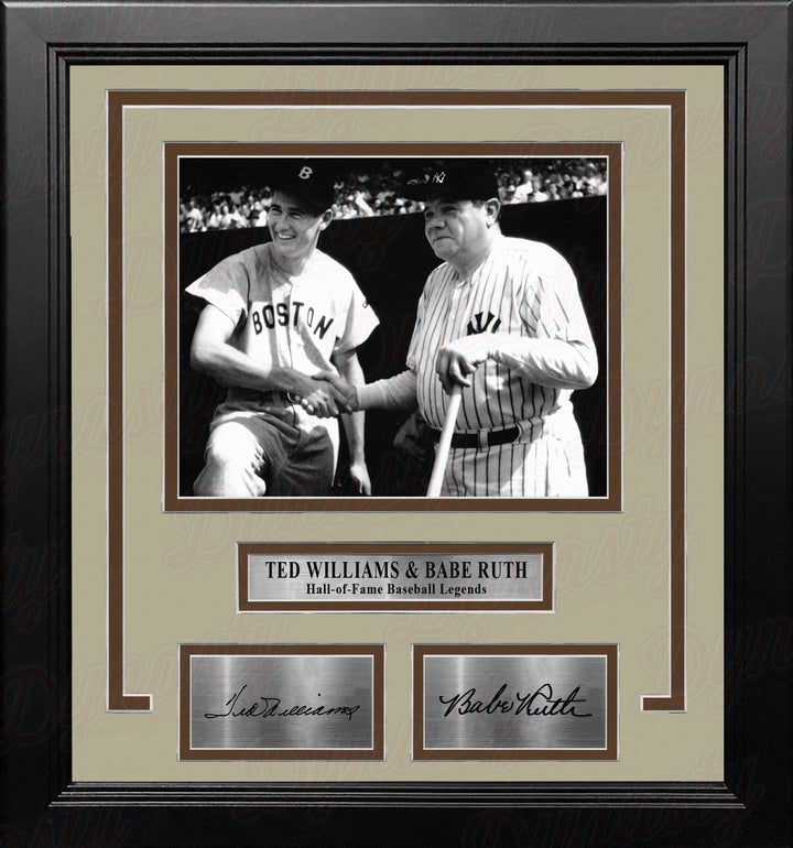 Dynasty Sports & Framing Engraved Signatures Ted Williams and Babe Ruth 8" x 10" Framed Baseball Legends Photo with Engraved Autographs