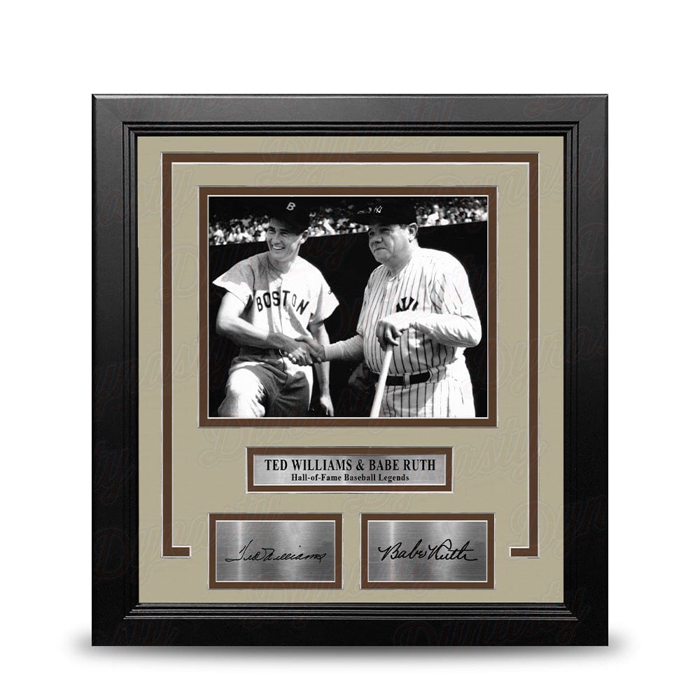 Dynasty Sports & Framing Engraved Signatures Ted Williams and Babe Ruth 8" x 10" Framed Baseball Legends Photo with Engraved Autographs