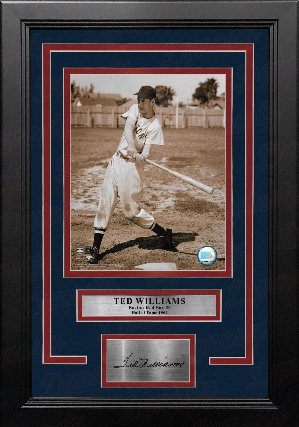 Dynasty Sports & Framing Engraved Signatures Ted Williams Sepia Swing Boston Red Sox 8" x 10" Framed Baseball Photo with Engraved Autograph