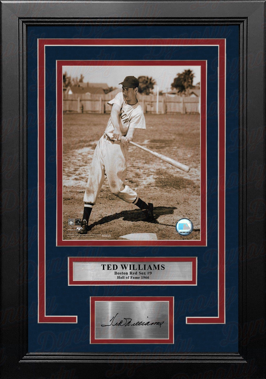 Dynasty Sports & Framing Engraved Signatures Ted Williams Sepia Swing Boston Red Sox 8" x 10" Framed Baseball Photo with Engraved Autograph