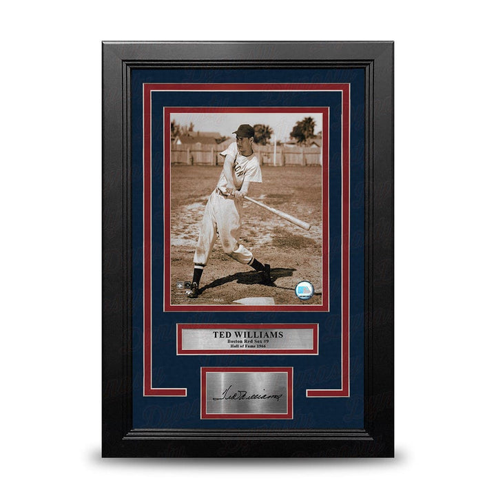Dynasty Sports & Framing Engraved Signatures Ted Williams Sepia Swing Boston Red Sox 8" x 10" Framed Baseball Photo with Engraved Autograph