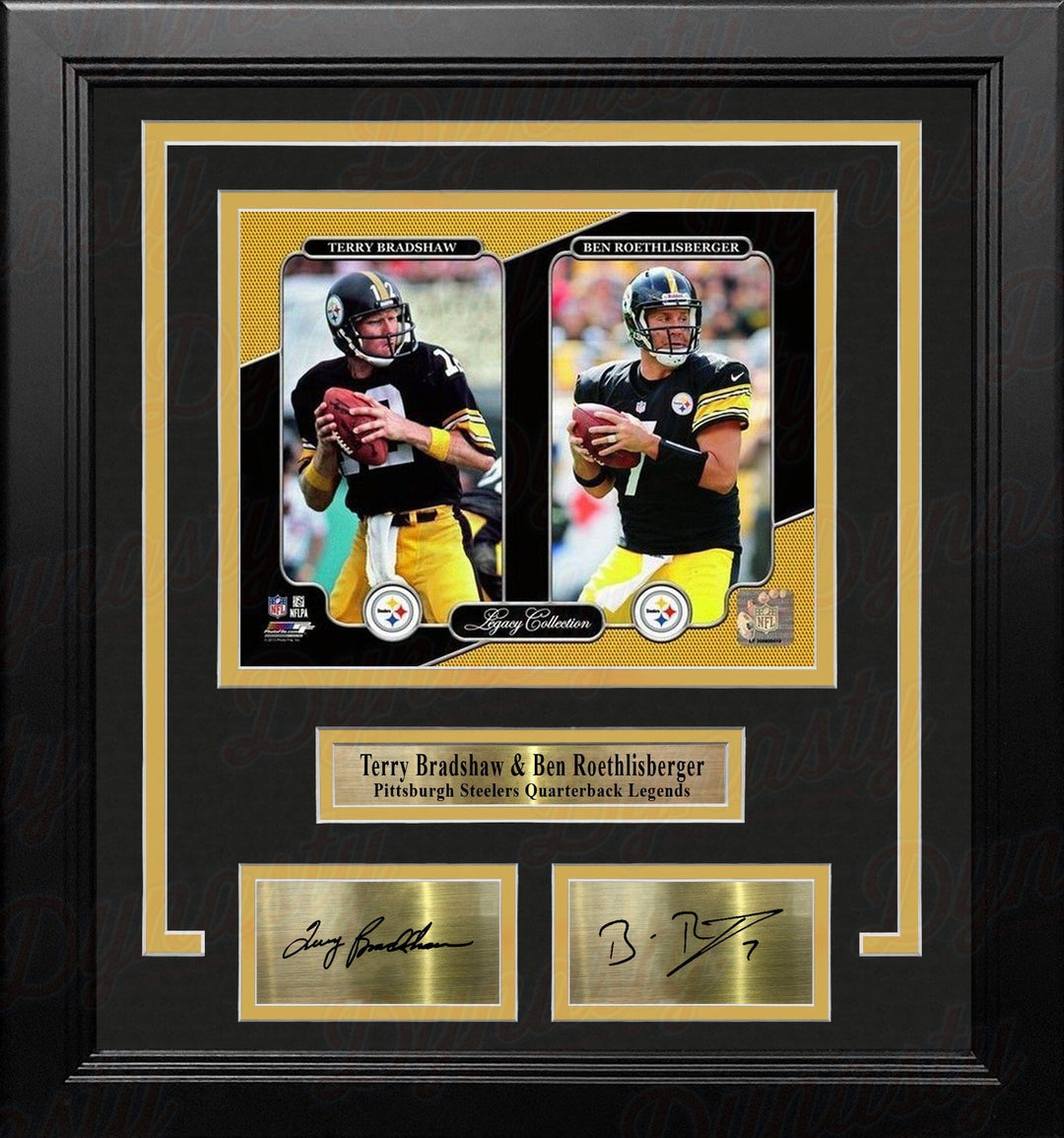 Dynasty Sports & Framing Engraved Signatures Terry Bradshaw & Ben Roethlisberger Pittsburgh Steelers 8x10 Framed Photo with Engraved Autographs