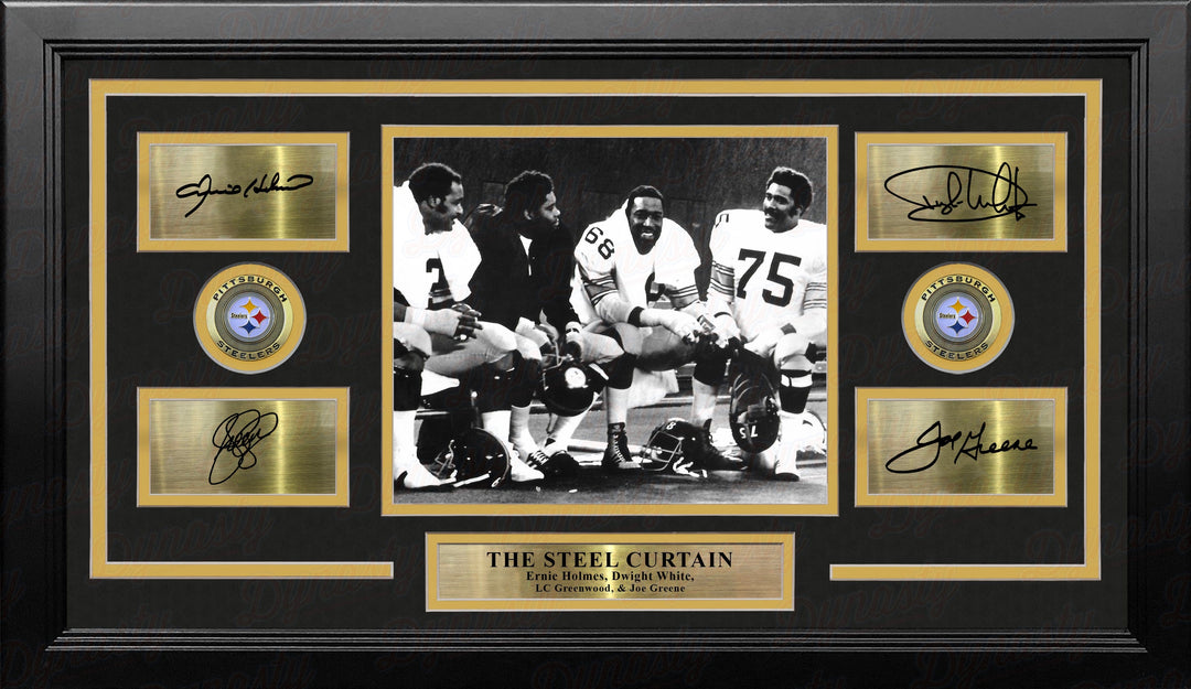 Dynasty Sports & Framing Engraved Signatures The Steel Curtain on the Bench Pittsburgh Steelers 8" x 10" Framed Football Photo with Engraved Signatures