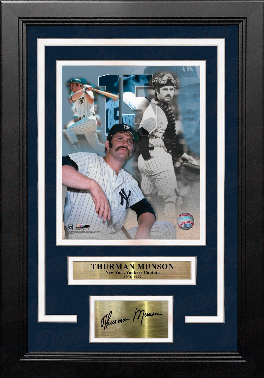 Dynasty Sports & Framing Engraved Signatures Thurman Munson New York Yankees 8" x 10" Framed Baseball Collage Photo with Engraved Autographs