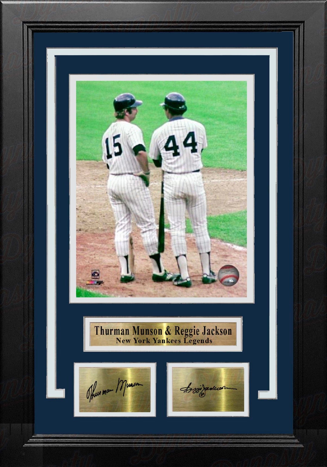 Dynasty Sports & Framing Engraved Signatures Thurman Munson & Reggie Jackson New York Yankees 8x10 Framed Baseball Photo with Engraved Autographs