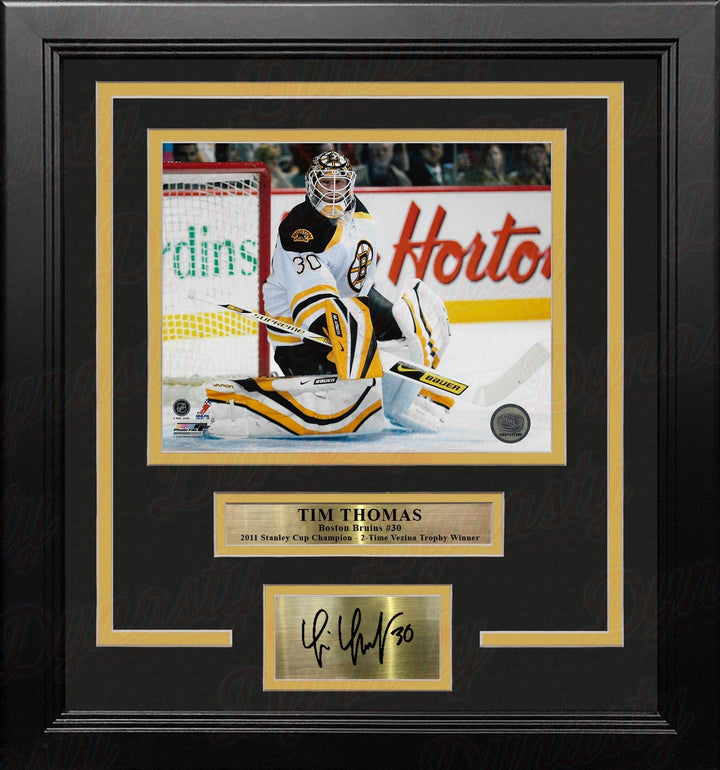 Dynasty Sports & Framing Engraved Signatures Tim Thomas in Action Boston Bruins 8" x 10" Framed Hockey Photo with Engraved Autograph