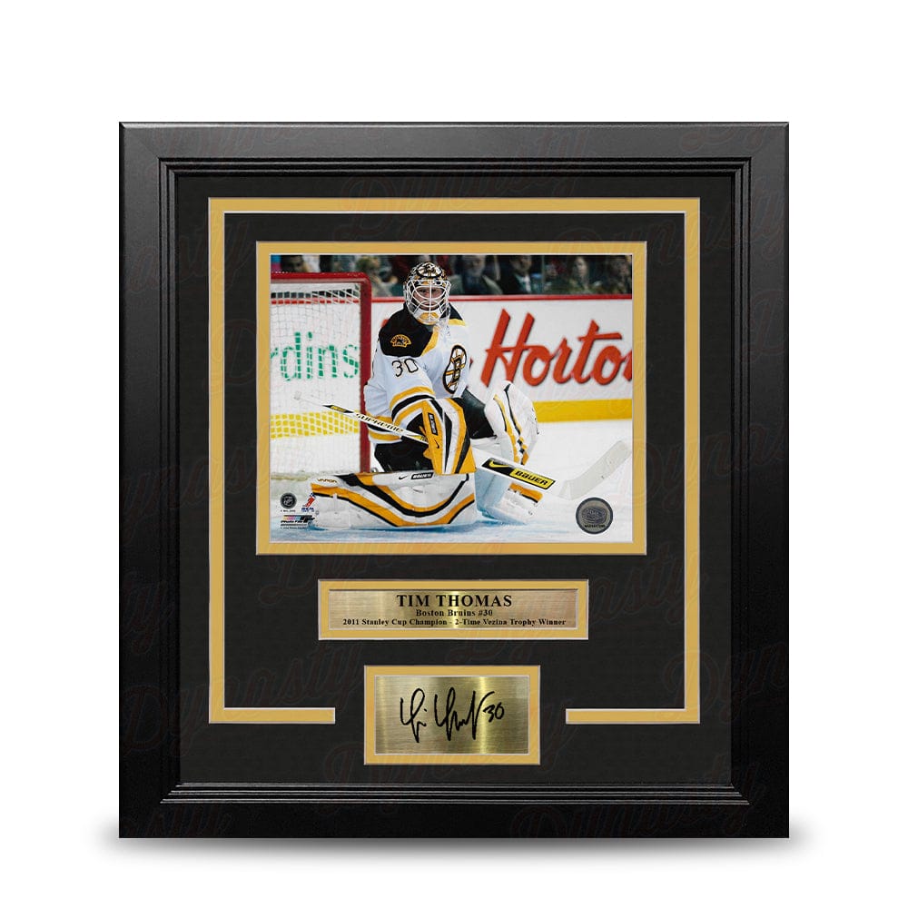 Dynasty Sports & Framing Engraved Signatures Tim Thomas in Action Boston Bruins 8" x 10" Framed Hockey Photo with Engraved Autograph