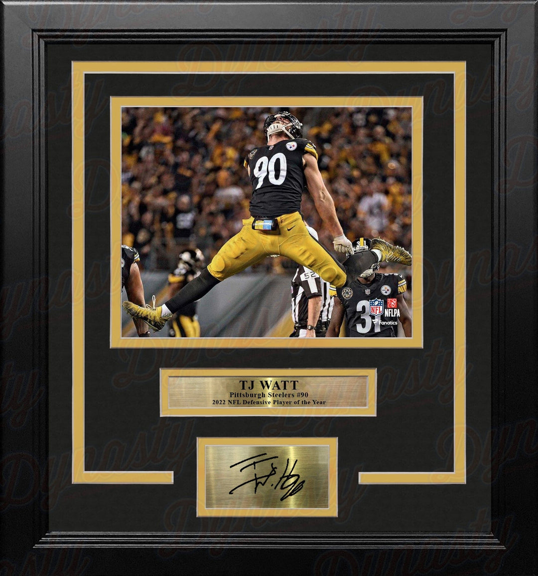 Dynasty Sports & Framing Engraved Signatures TJ Watt Celebration Pittsburgh Steelers 8" x 10" Framed Football Photo with Engraved Autograph