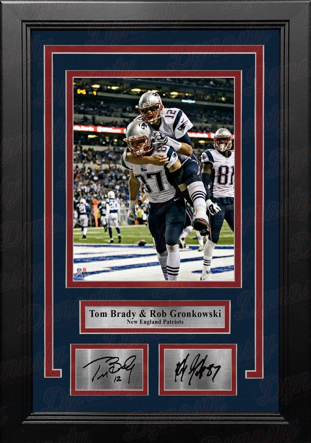 Dynasty Sports & Framing Engraved Signatures Tom Brady & Rob Gronkowski New England Patriots 8x10 Framed Football Photo with Engraved Autographs