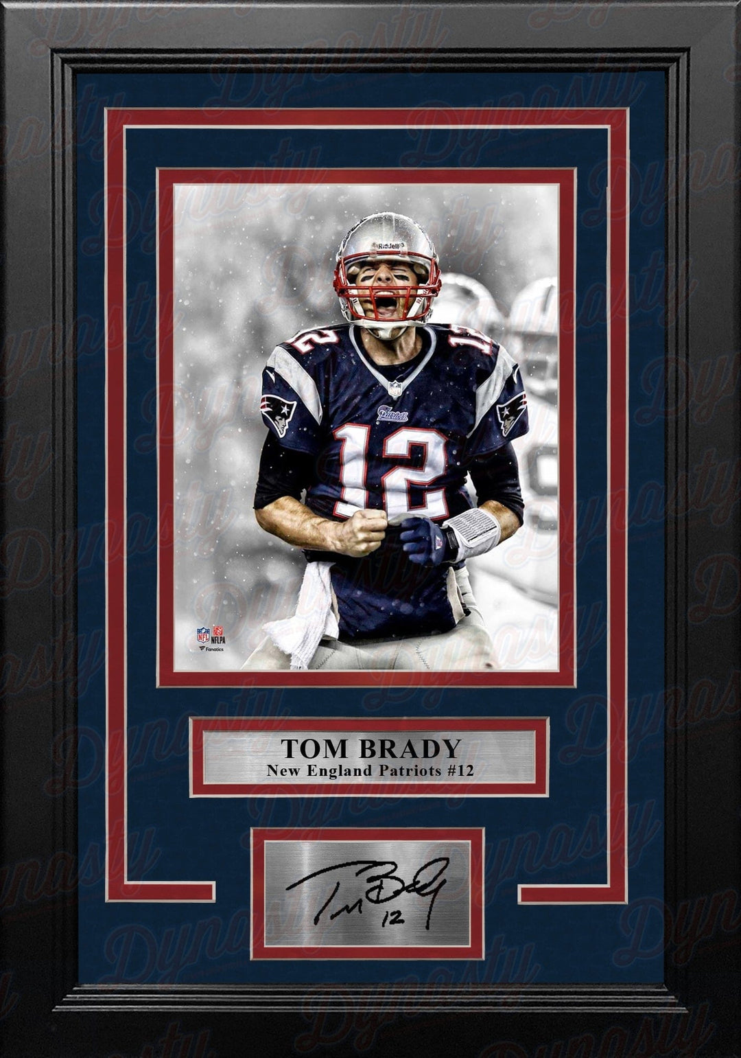 Dynasty Sports & Framing Engraved Signatures Tom Brady Scream Spotlight New England Patriots 8" x 10" Framed Football Photo with Engraved Autograph