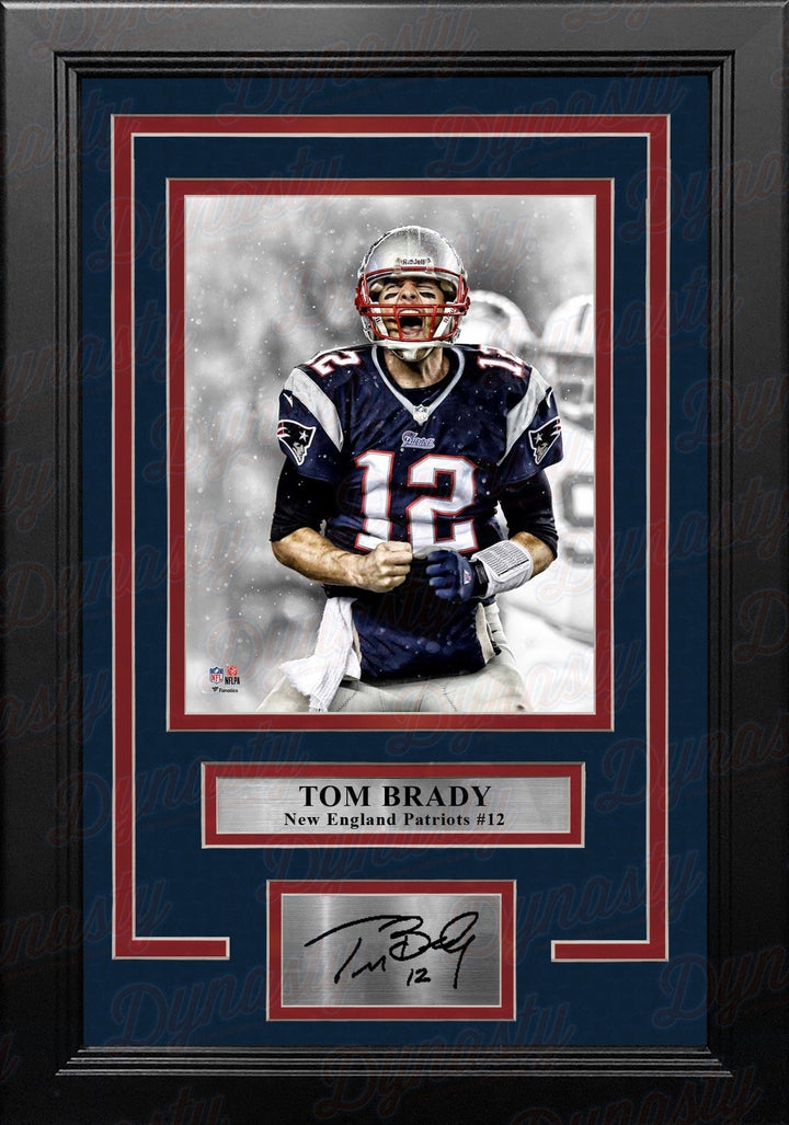 Dynasty Sports & Framing Engraved Signatures Tom Brady Scream Spotlight New England Patriots 8" x 10" Framed Football Photo with Engraved Autograph
