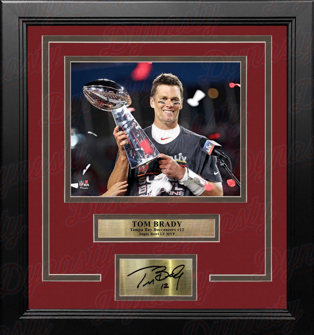 Dynasty Sports & Framing Engraved Signatures Tom Brady Super Bowl Champions Lombardi Trophy Tampa Bay Buccaneers 8" x 10" Football Photo with Engraved Autograph