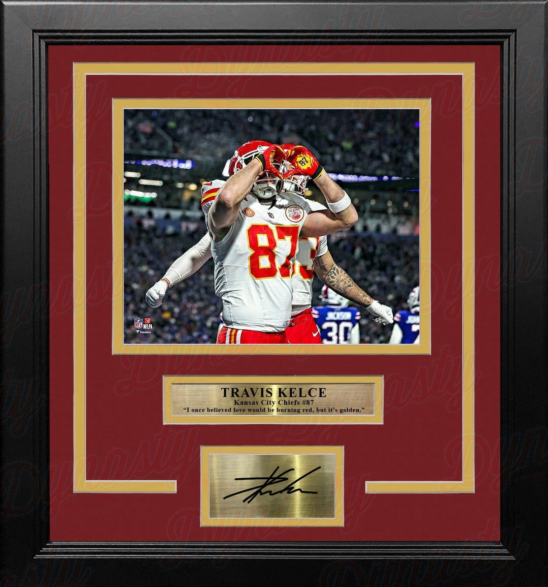 Dynasty Sports & Framing Engraved Signatures Travis Kelce Heart Hands Touchdown Kansas City Chiefs 8" x 10" Framed Photo with Engraved Autograph