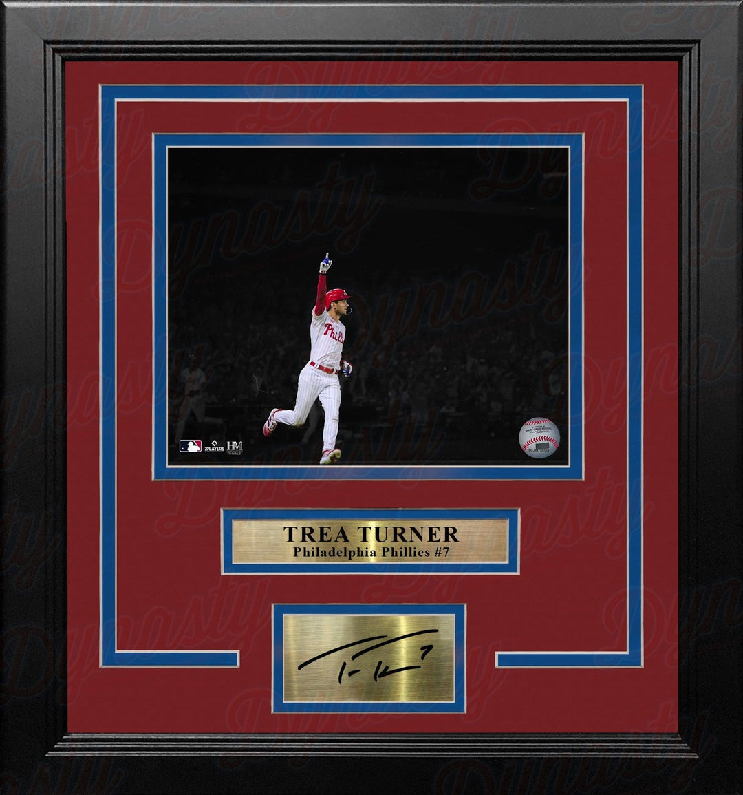 Dynasty Sports & Framing Engraved Signatures Trea Turner Celebration Philadelphia Phillies 16x20 Framed Blackout Photo with Engraved Autograph