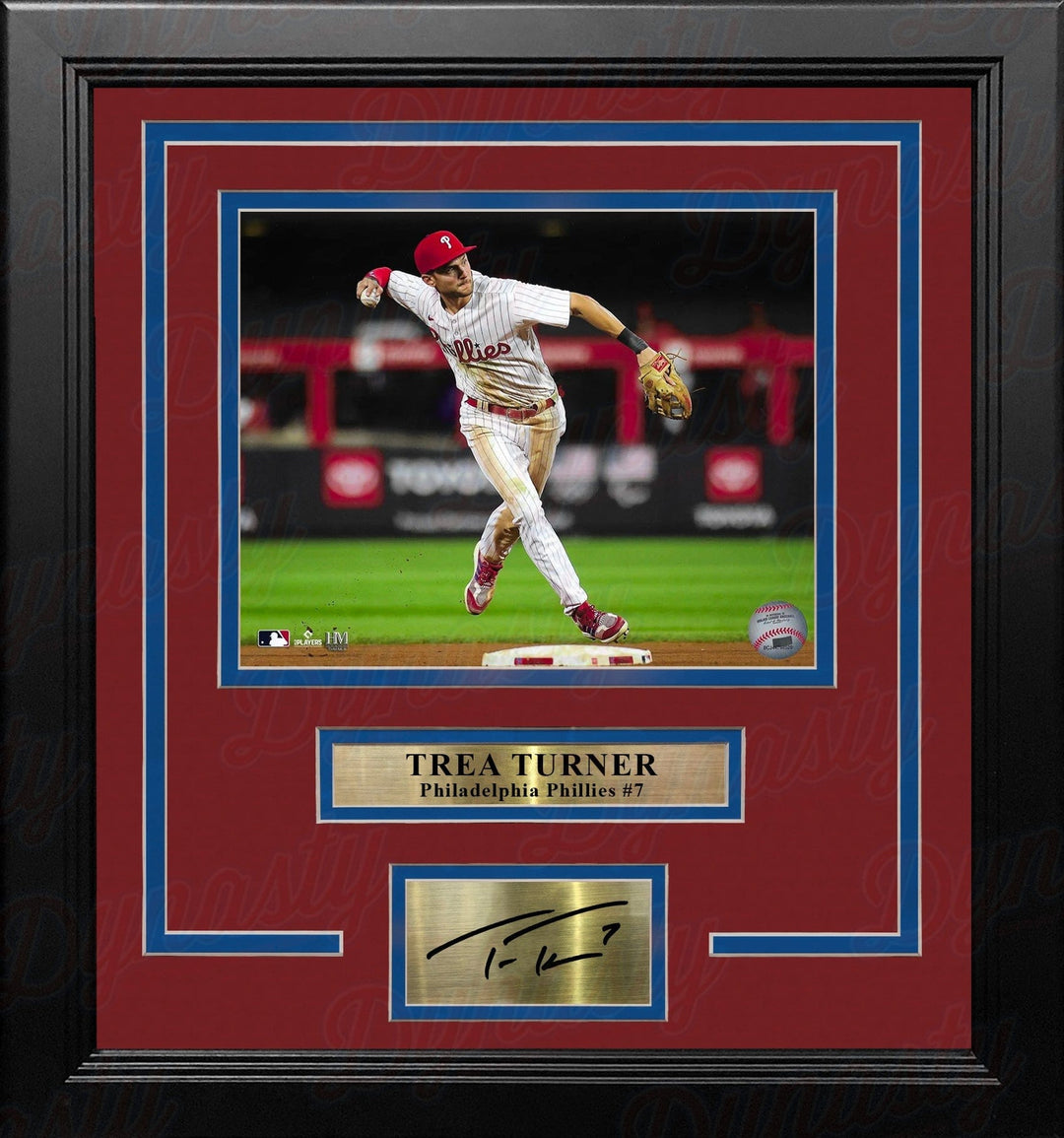 Dynasty Sports & Framing Engraved Signatures Trea Turner in Action Philadelphia Phillies 8" x 10" Framed Baseball Photo with Engraved Autograph