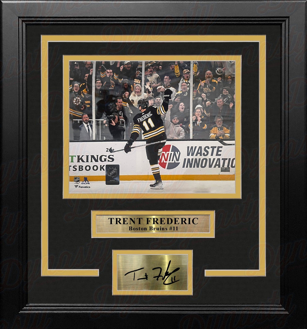 Dynasty Sports & Framing Engraved Signatures Trent Frederic Goal Celebration Boston Bruins 11" x 14" Framed Hockey Photo with Engraved Autograph