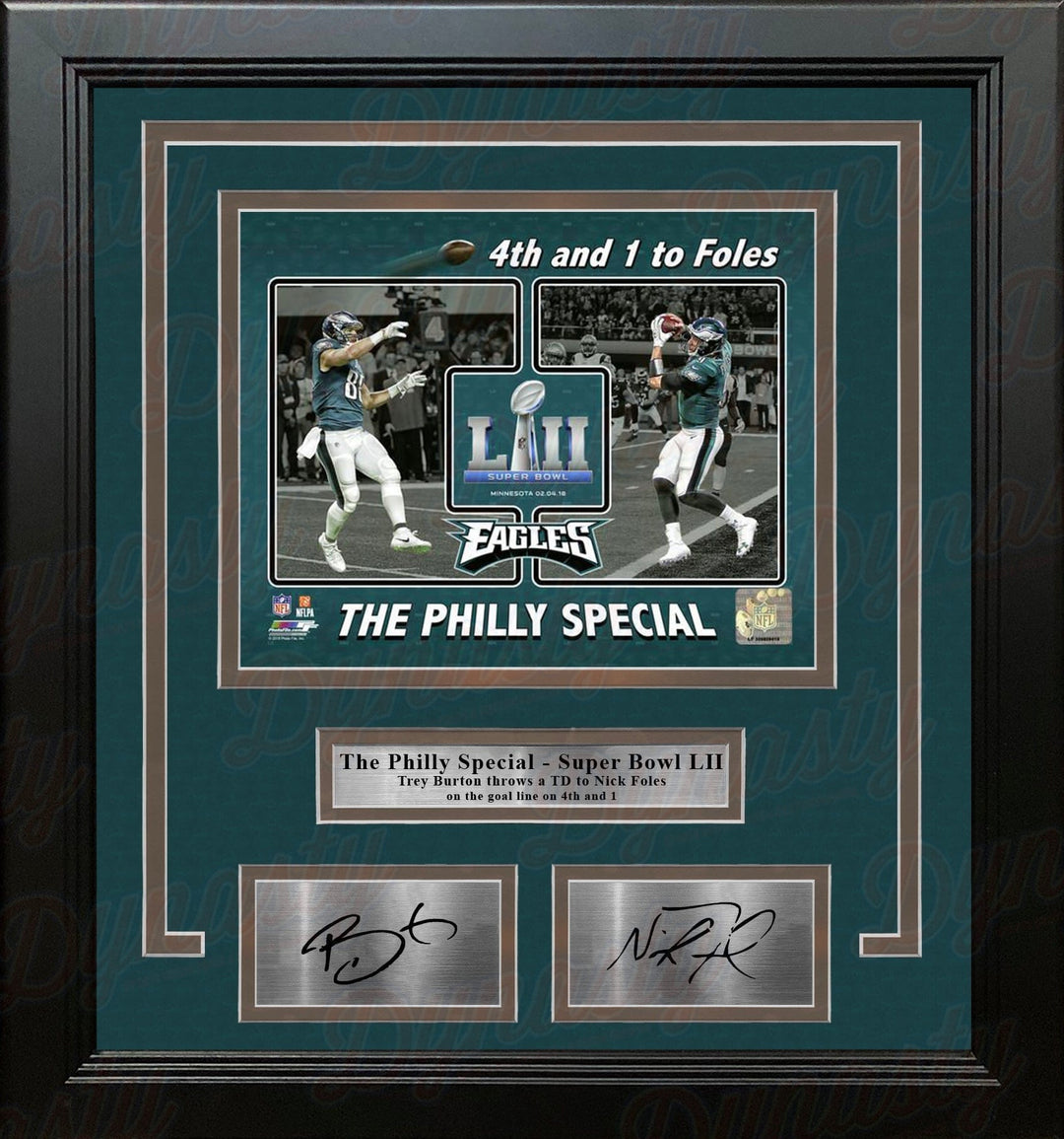 Dynasty Sports & Framing Engraved Signatures Trey Burton & Nick Foles Eagles Philly Special Collage 11x14 Framed Photo with Engraved Autographs