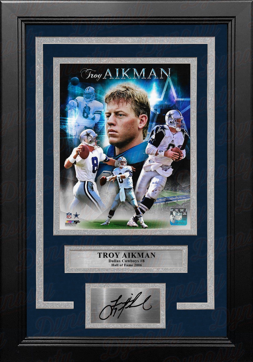 Dynasty Sports & Framing Engraved Signatures Troy Aikman Dallas Cowboys 8" x 10" Framed Football Collage Photo with Engraved Autograph