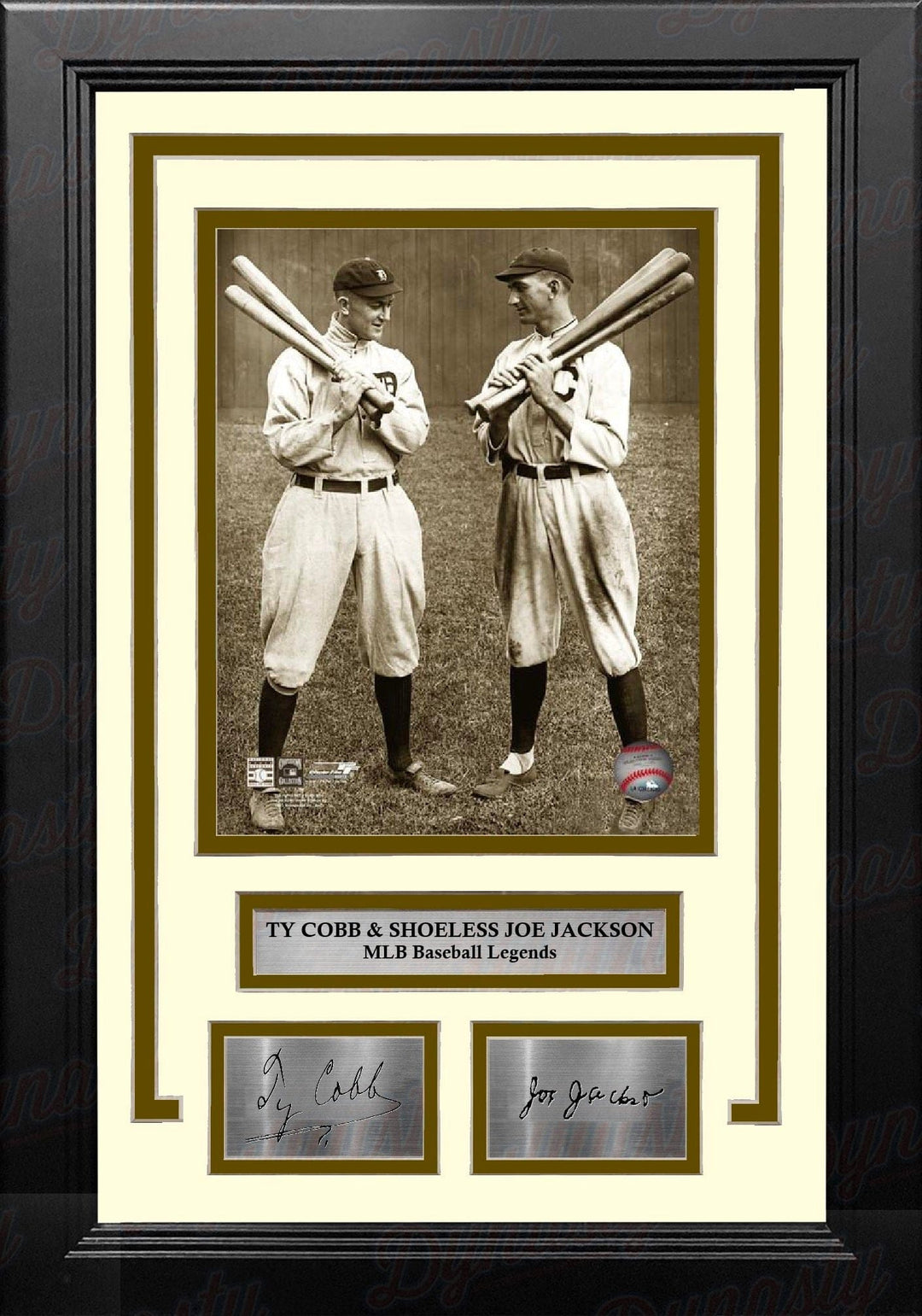 Dynasty Sports & Framing Engraved Signatures Ty Cobb & Shoeless Joe Jackson 8" x 10" Framed Baseball Legends Photo with Engraved Autographs