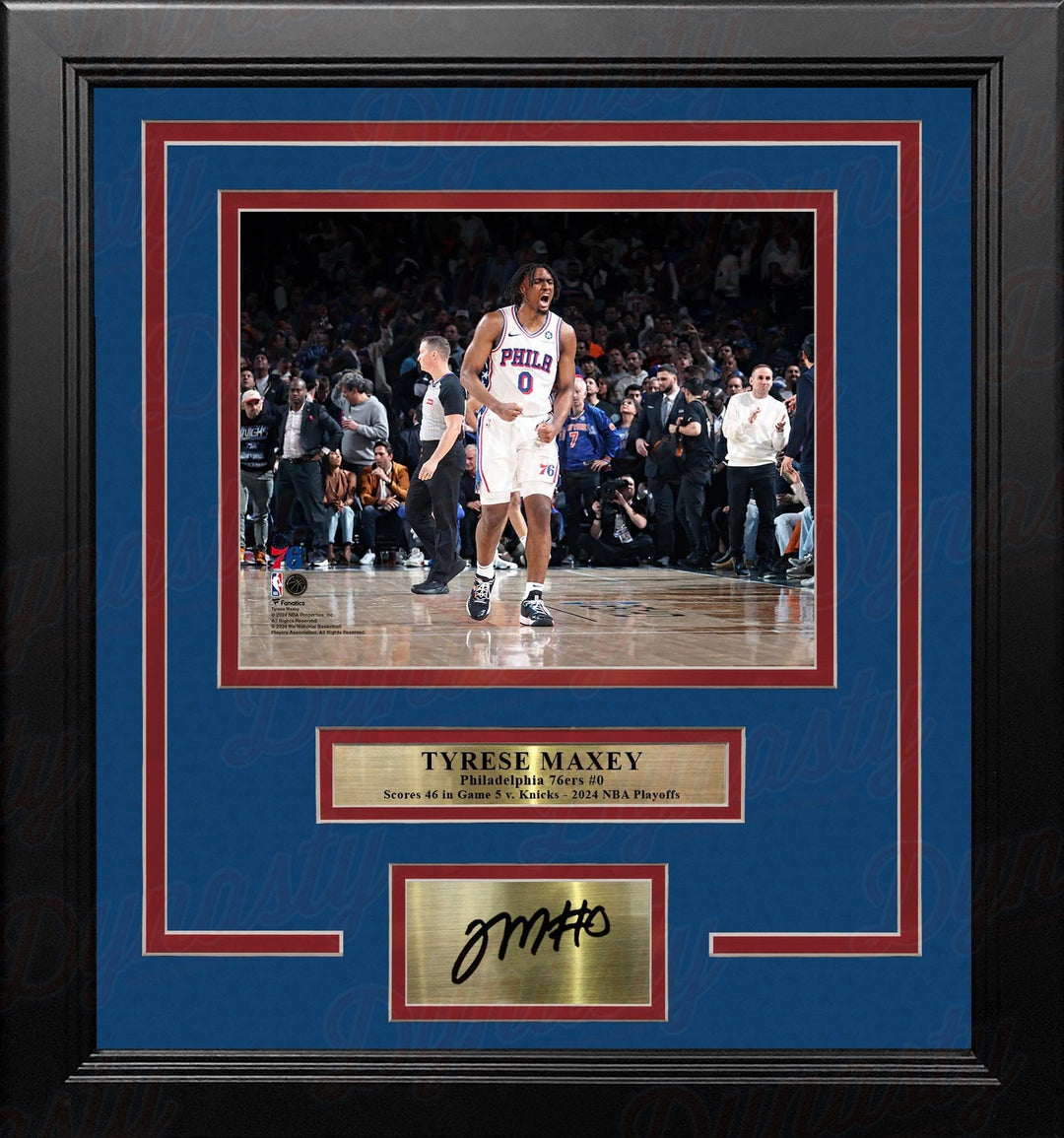 Dynasty Sports & Framing Engraved Signatures Tyrese Maxey Playoff Celebration Philadelphia 76ers 8" x 10" Framed Photo with Engraved Autograph