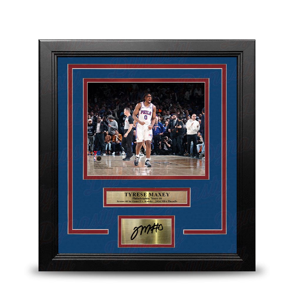 Dynasty Sports & Framing Engraved Signatures Tyrese Maxey Playoff Celebration Philadelphia 76ers 8" x 10" Framed Photo with Engraved Autograph