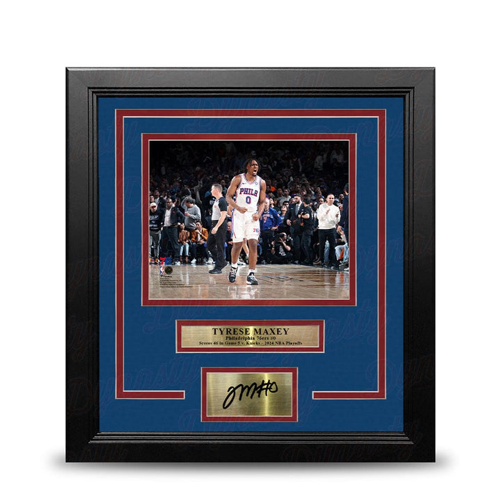 Dynasty Sports & Framing Engraved Signatures Tyrese Maxey Playoff Celebration Philadelphia 76ers 8" x 10" Framed Photo with Engraved Autograph