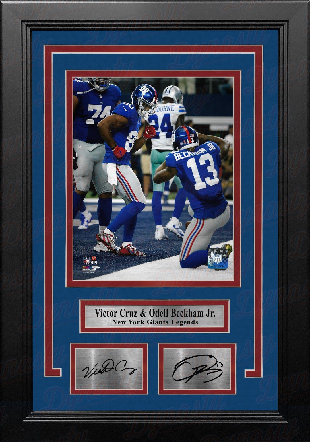 Dynasty Sports & Framing Engraved Signatures Victor Cruz & Odell Beckham New York Giants 8" x 10" Framed Football Photo with Engraved Autographs